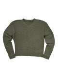 Originales Vintage Bundeswehr Kälteschutz-Unterhemd aus den 1990er Jahren, olivgrünes Thermo-Longsleeve mit markanter Waffelstruktur in der Frontansicht.