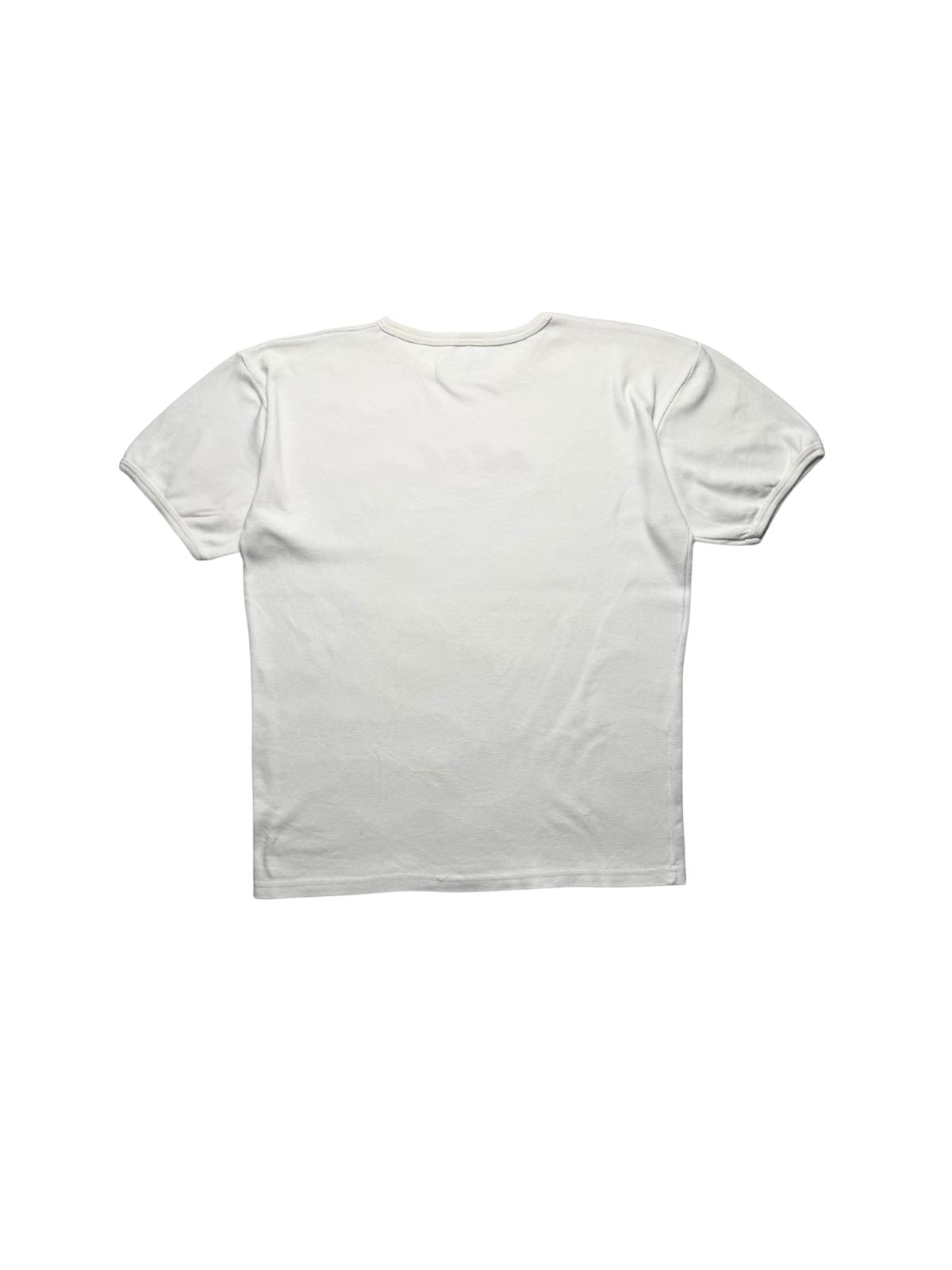 Rückseite des weißen Bush Vintage Girlie-Shirts von 1995 in der unbedruckten Gesamtansicht.