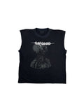 Originales Vintage Carcass Tank Top von 1991 zur Single „Incarnated Solvent Abuse“. Schwarz verwaschenes, ärmelloses Metal-Bandshirt in der Frontansicht mit dem charakteristischen anatomischen Grafikprint.