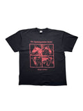 Originales schwarzes Vintage Die Apokalyptischen Reiter T-Shirt aus den 2000er Jahren in der vorderen Gesamtansicht. Extreme-Metal-Bandshirt zum Song/Album „Allegro Barbaro“ mit rotem 4-Felder-Pferdeköpfe-Siebdruck.
