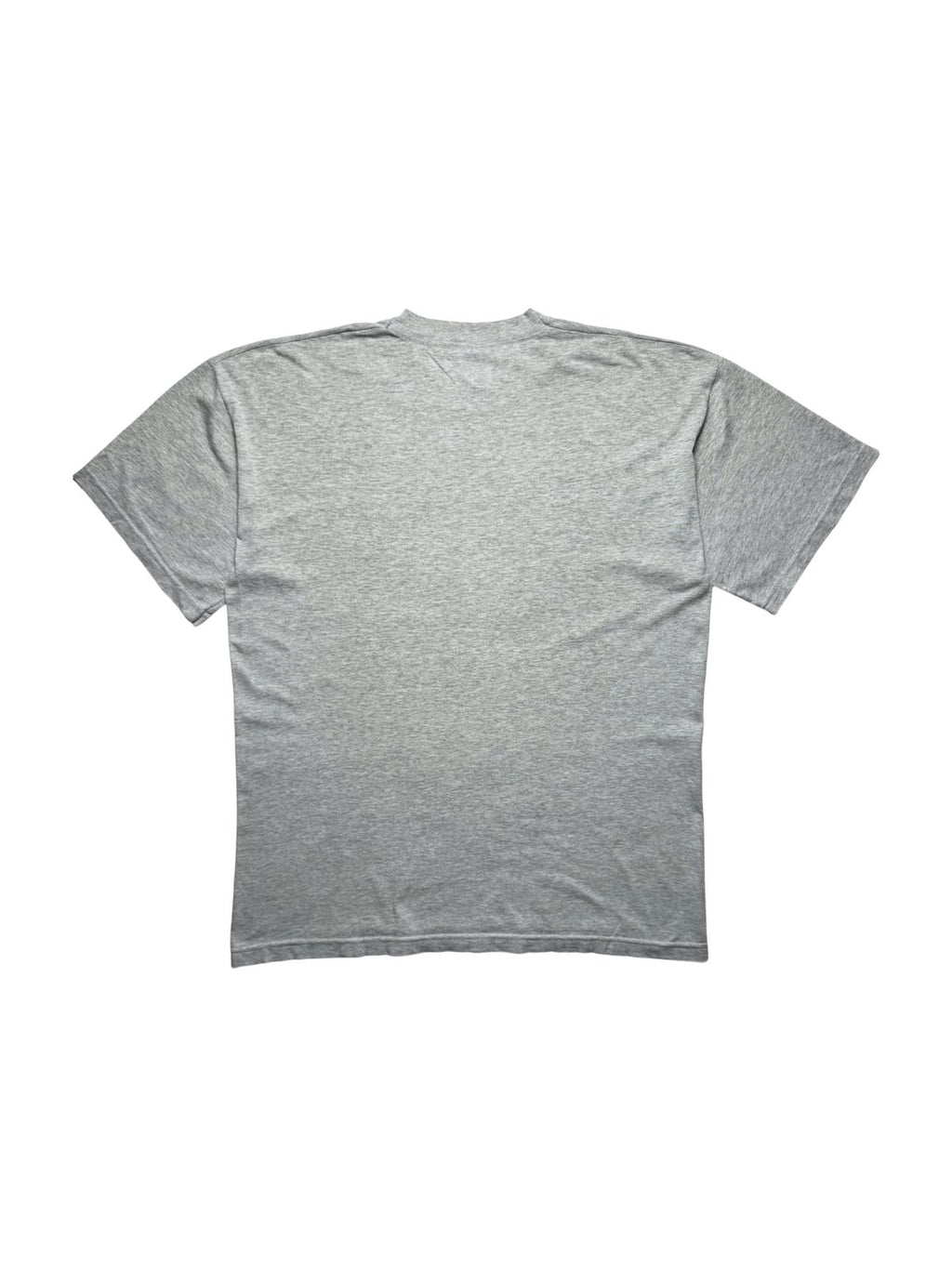 Rückseite des grau melierten Korn Vintage-Shirts aus den 2000ern in der unbedruckten Gesamtansicht.