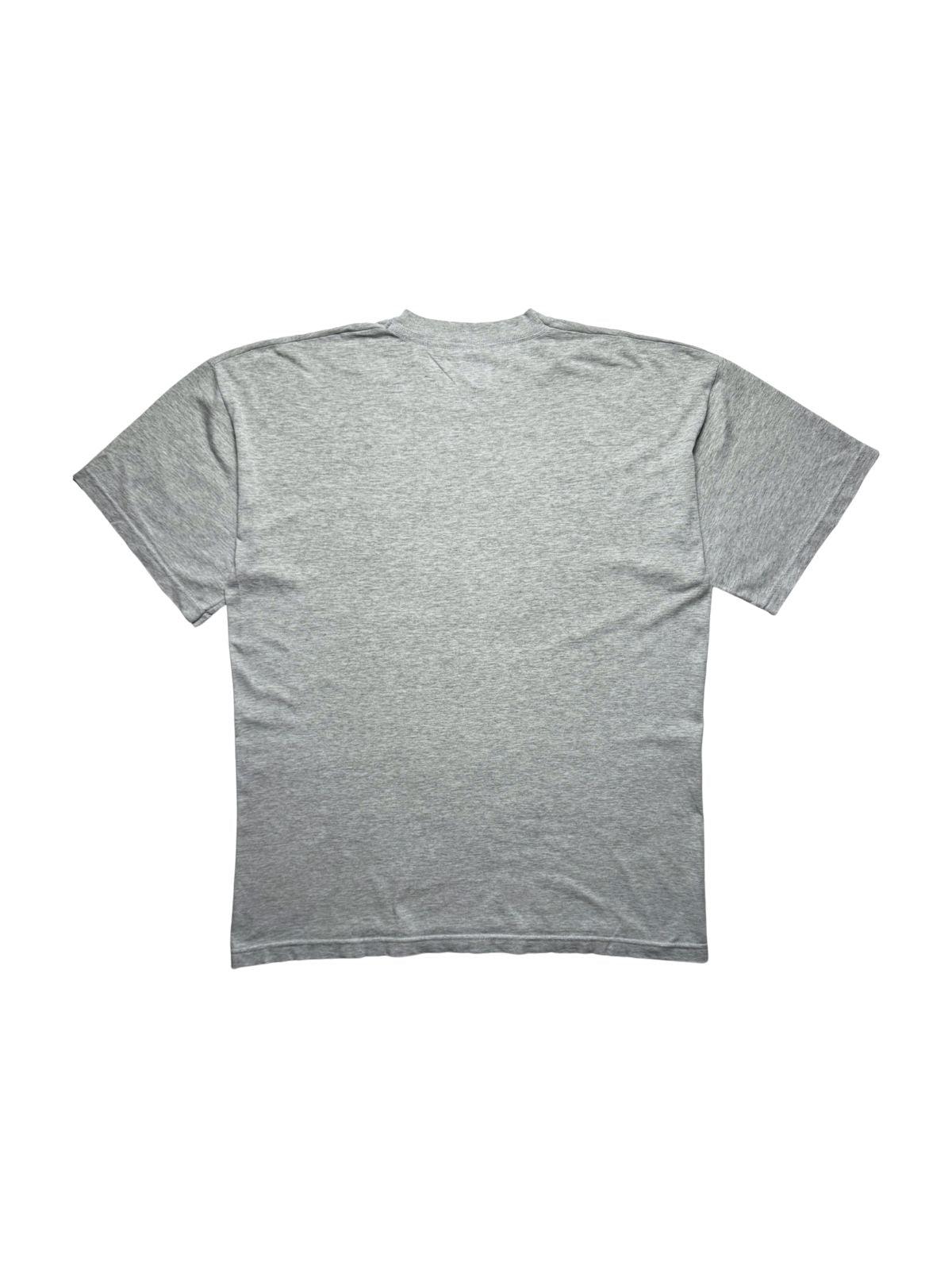 Rückseite des grau melierten Korn Vintage-Shirts aus den 2000ern in der unbedruckten Gesamtansicht.