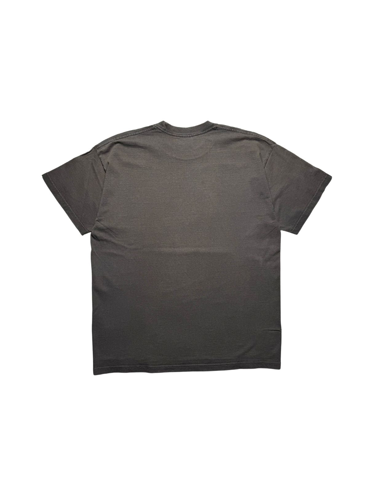 Rückseite des ausgewaschenen Korn Vintage-Shirts in der unbedruckten Gesamtansicht mit natürlicher Fading-Patina.