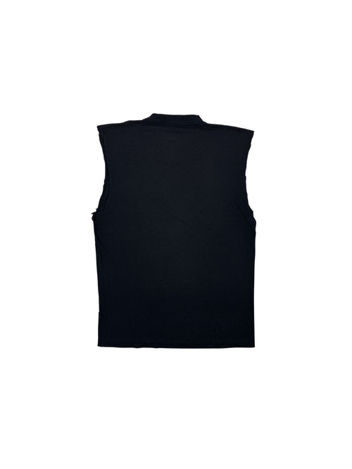Schlichte Rückansicht des verwaschenen schwarzen Led Zeppelin Muskelshirts; zeigt den authentischen Vintage-Schnitt ohne Aufdruck.