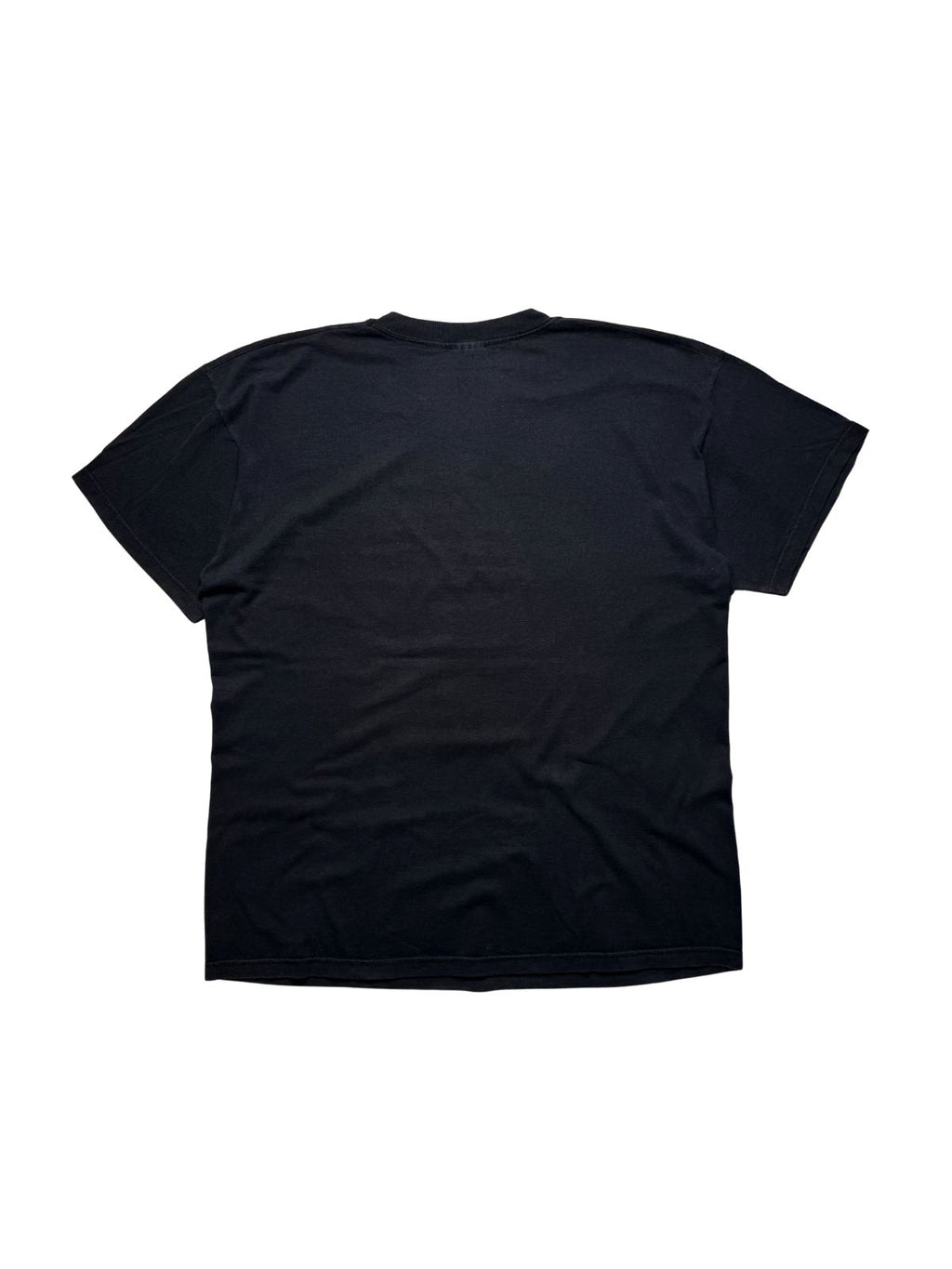 Rückseite des schwarzen Motörhead Vintage-Shirts in der unbedruckten Gesamtansicht mit bequemem Boxy-Schnitt.