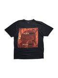 Originales schwarzes Vintage NOFX Punkrock T-Shirt von 2002 in der vorderen Gesamtansicht. Mit großem Kondom-Verpackungs-Motiv zum Album „Ribbed“.