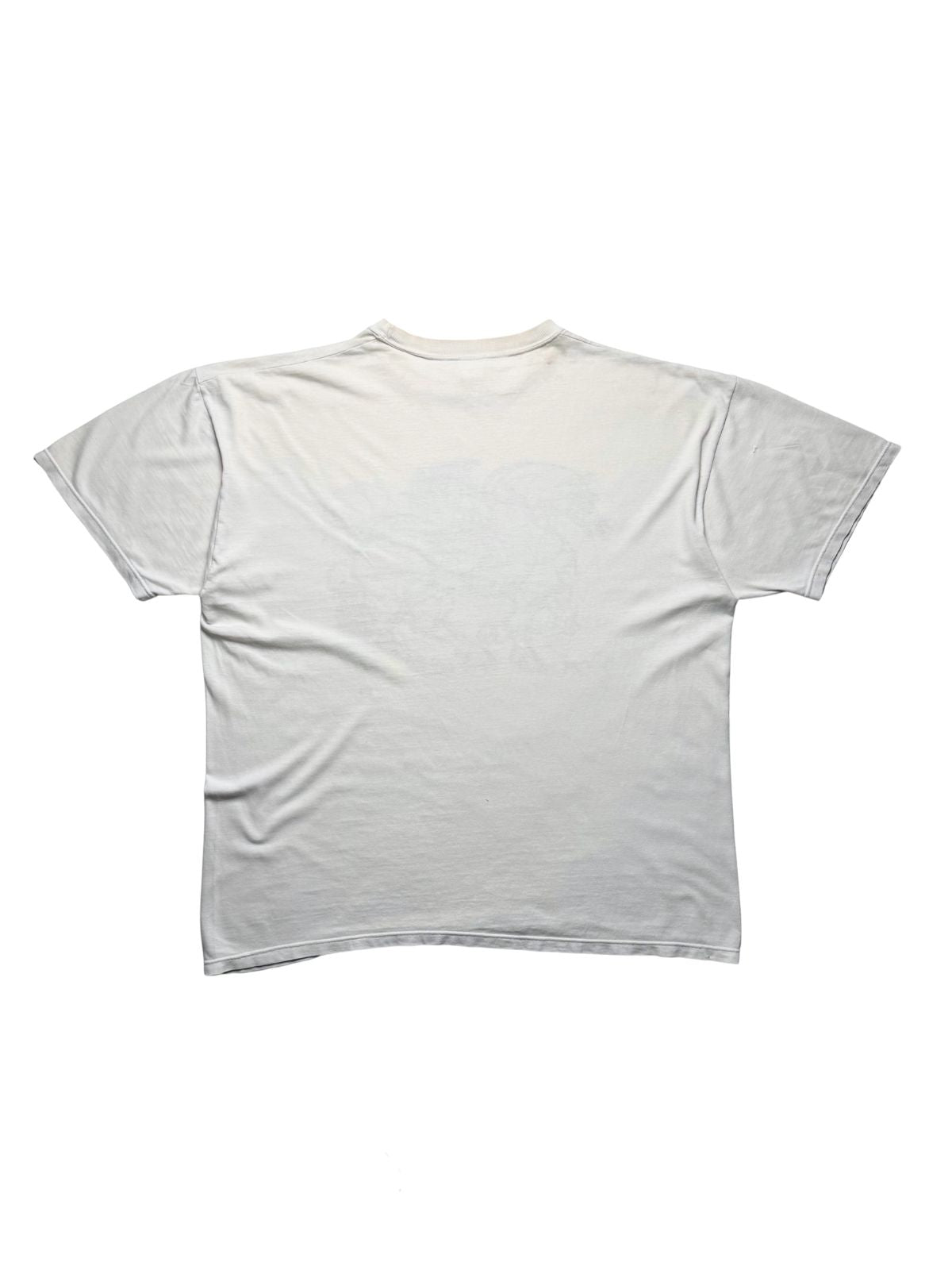 Rückseite des cremeweißen Salvador Dalí Vintage-Shirts aus den 1990ern in der unbedruckten Gesamtansicht auf weicher Baumwolle.