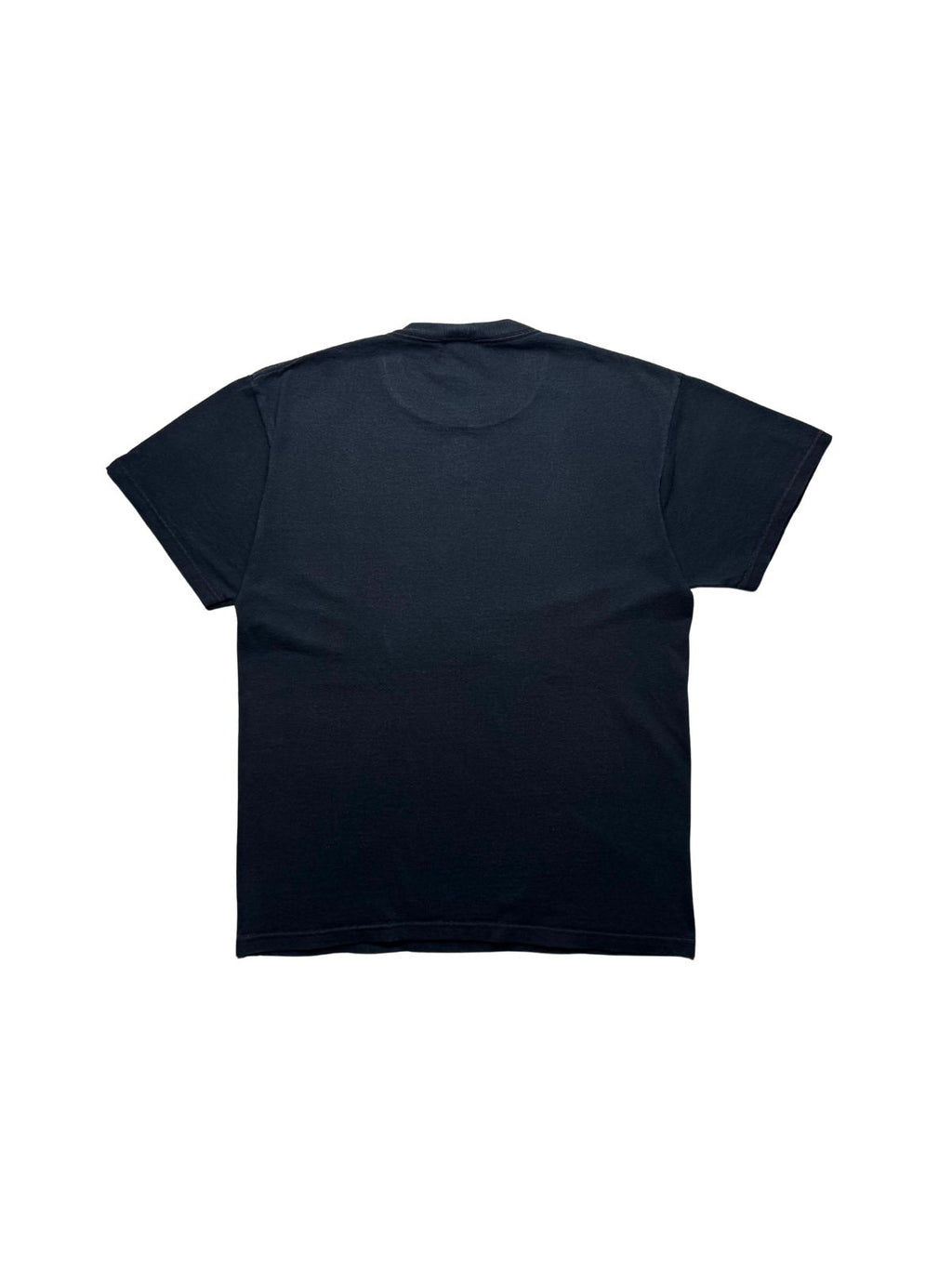 Rückseite des schwarzen The Exploited Vintage-Shirts von 2003 in der unbedruckten Gesamtansicht auf schlichter Baumwolle.