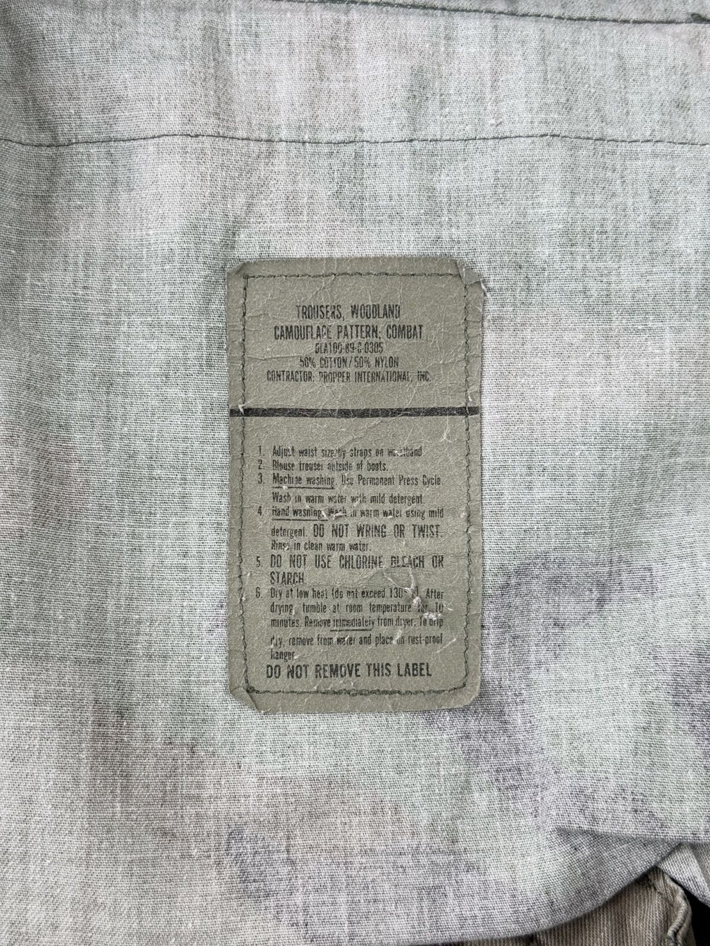 1989 U.S. ARMY WOODLAND CAMOUFLAGE HOSE
